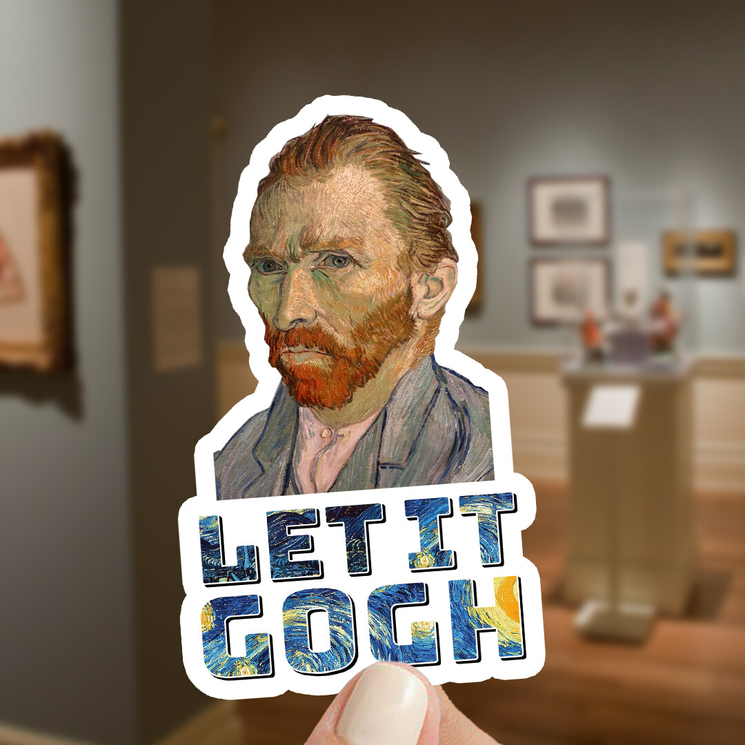 Funny “Let it Gogh” Vincent van Gogh Vinyl Sticker: Laptop, Water Bottle Decal