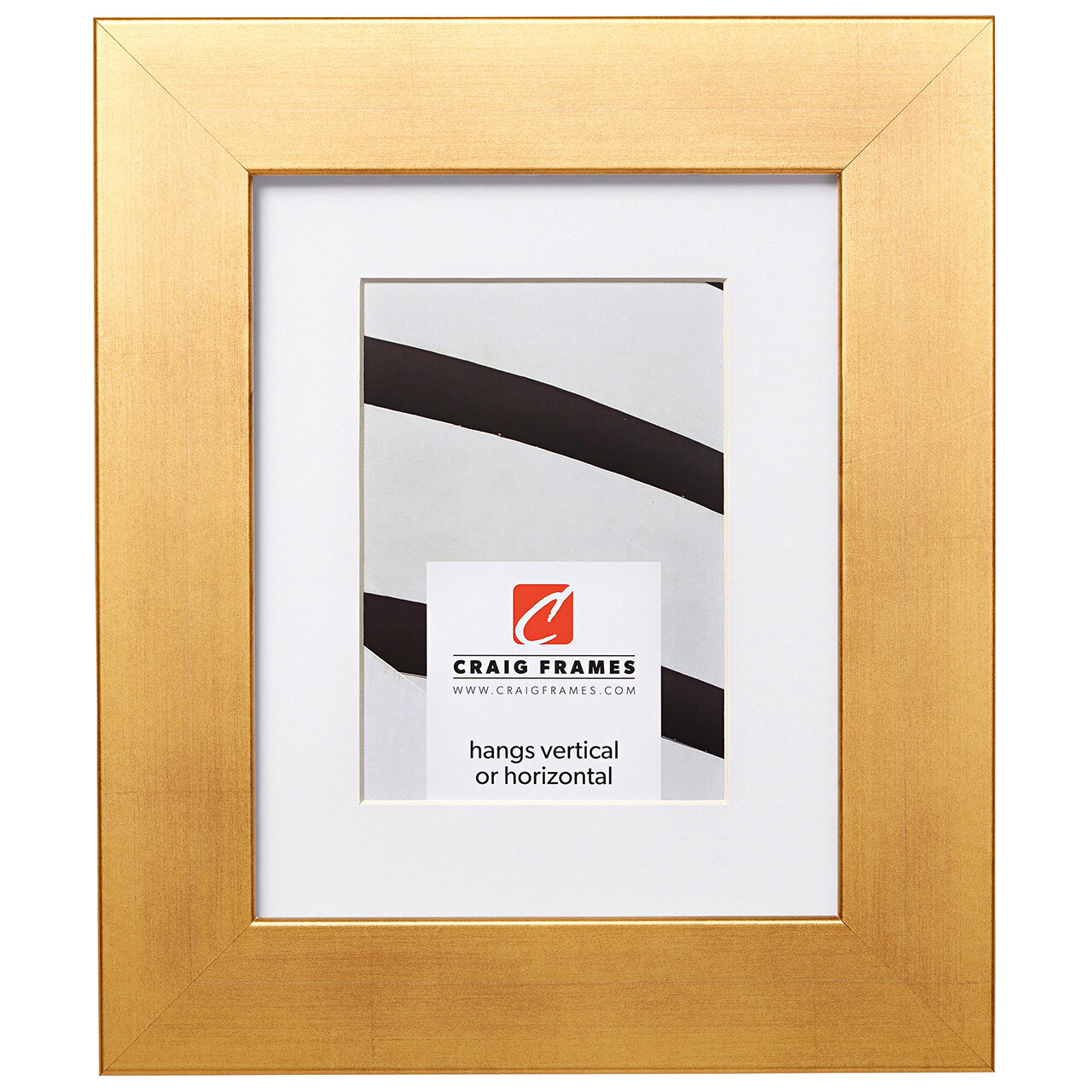 Craig Frames Bauhaus, 2″ Wide Modern Antique Aged Gold Picture Frame With a Mat