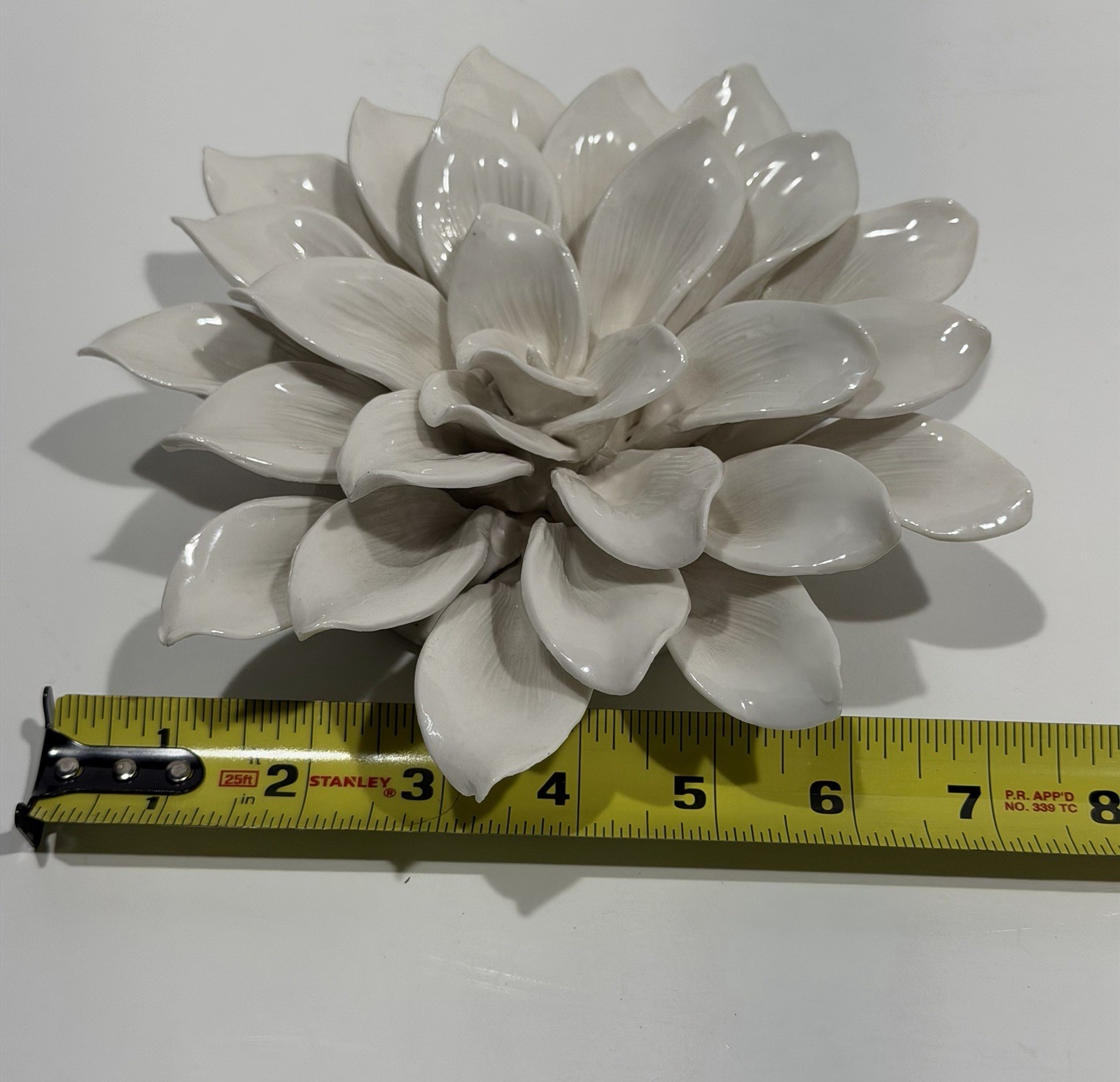 White 3-D Ceramic Petals-Magnolia/Flower-8” X 8” Wall Hanging READ