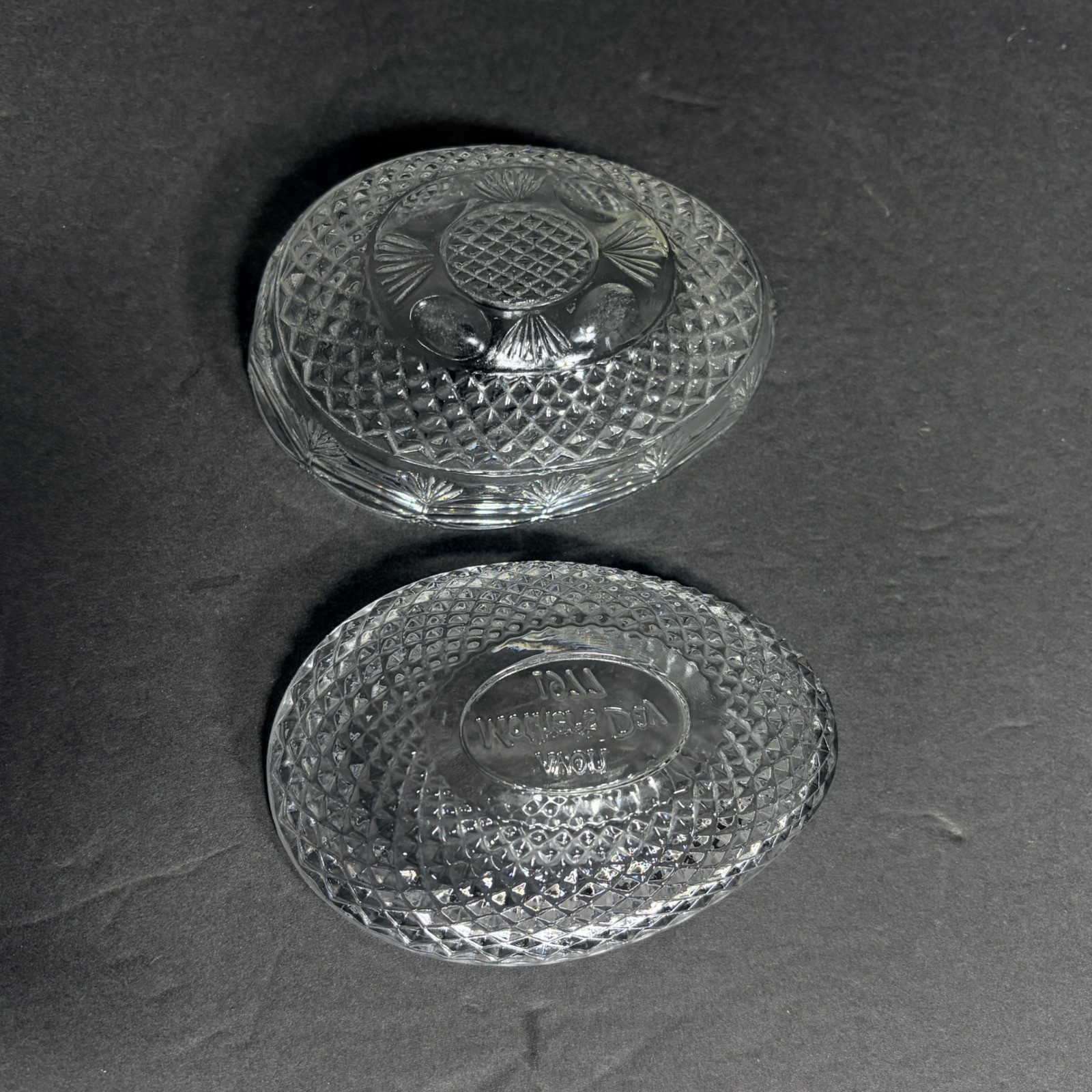 Avon Fostoria Glass Egg Soap Dish Mother’s Day 1977 Collectible Orig Sticker