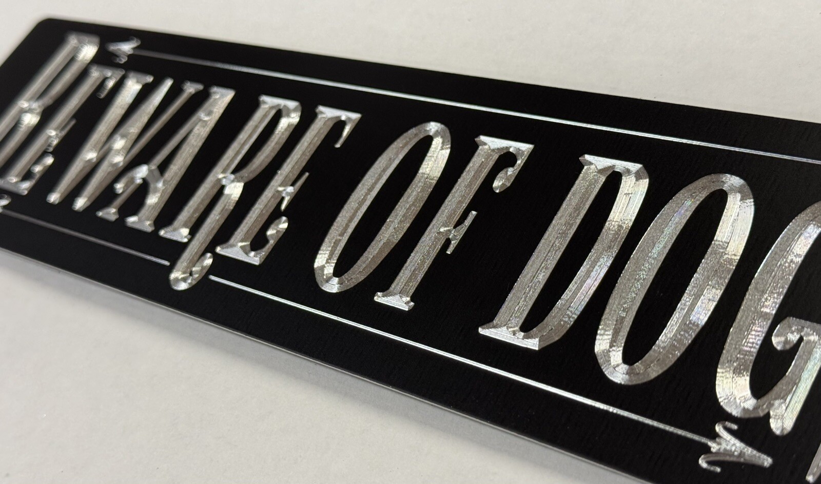 Engraved Beware Of Dogs Diamond Etched Aluminum Metal 12×3 Dog Warning Sign
