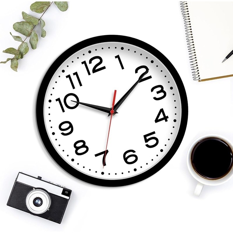 Silent Battery Powered Wall Clock Large Numbers Easy Read Indoor Outdoor New