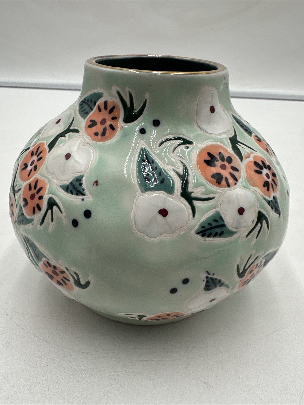 Anthropologie Mathilde Vase Stoneware Floral 4.5”