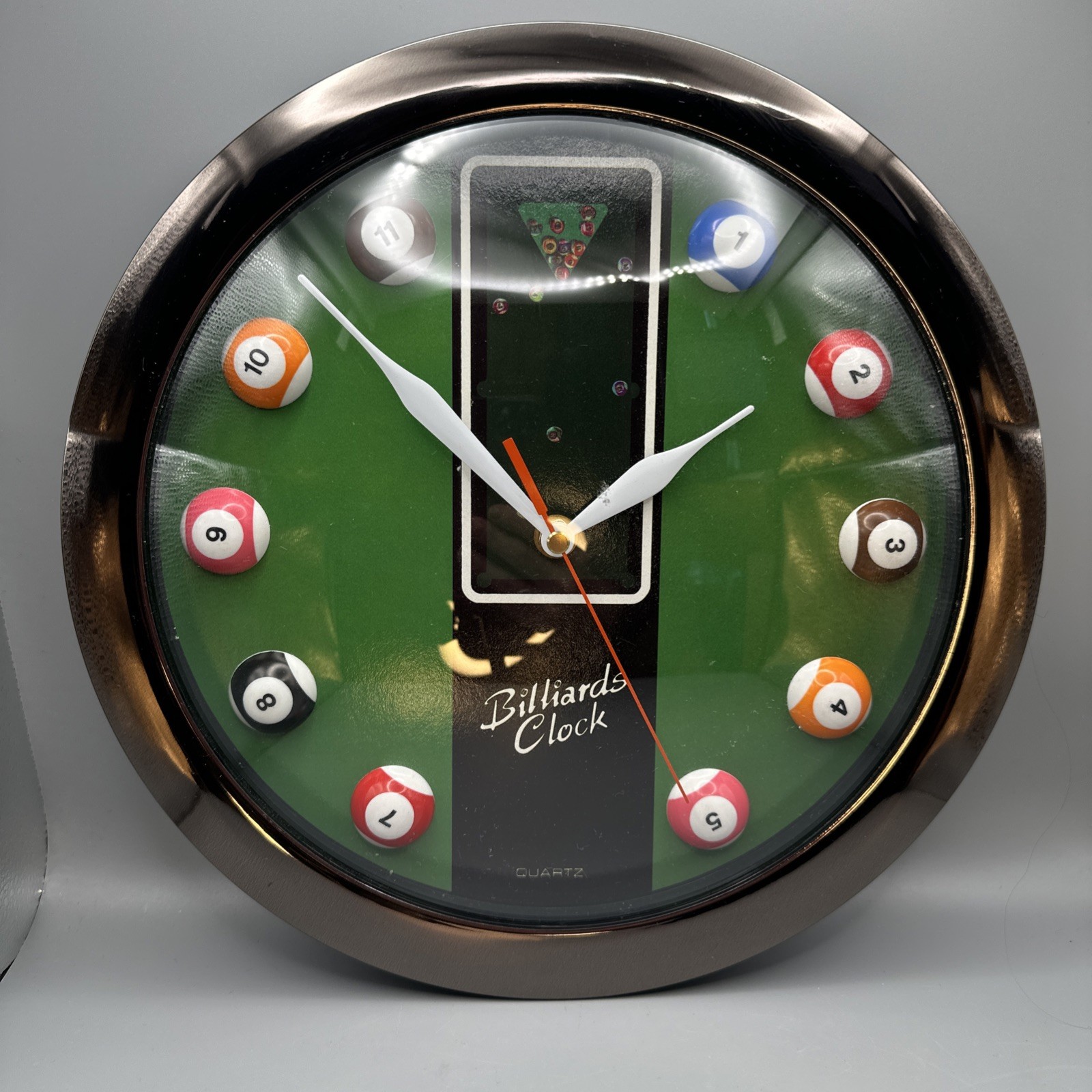 Wall Clock Game Room 11” Billiards Man Cave Bar Round Vtg Clock Unique Gift