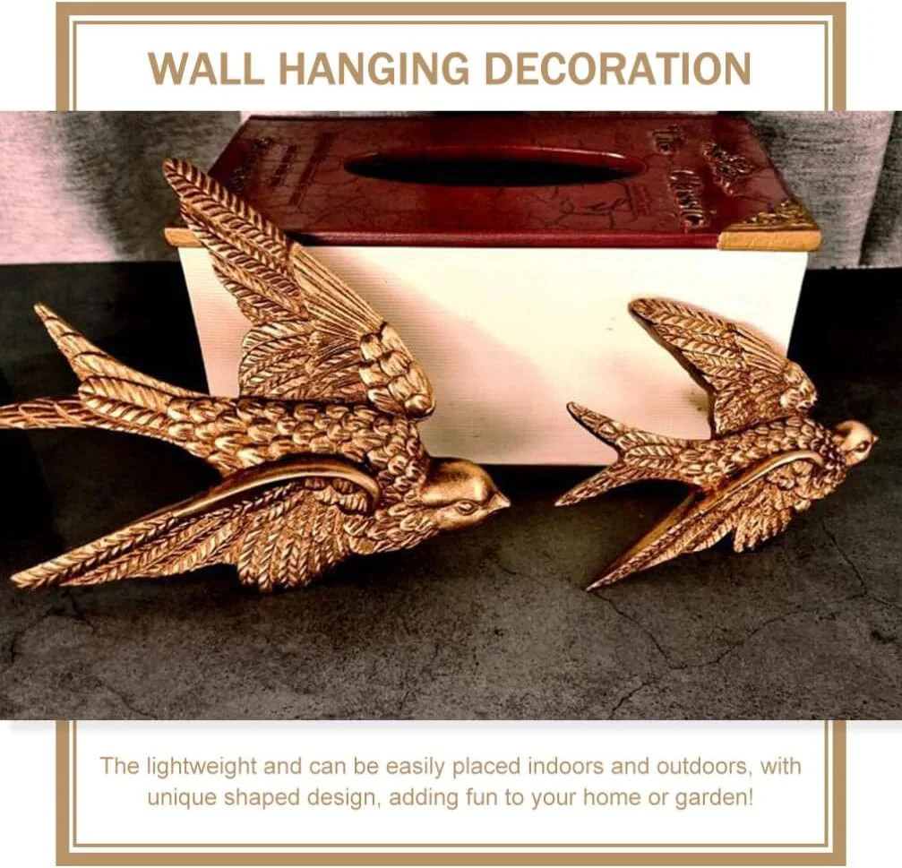 VOSAREA Bird Wall Art Bird Wall Figurine Sow Sculpture Resin Hanging Decor 3D Sc