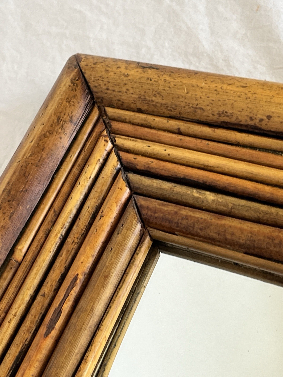 Vintage Bamboo Mirror Rectangular Shape Boho Coastal Chic Style
