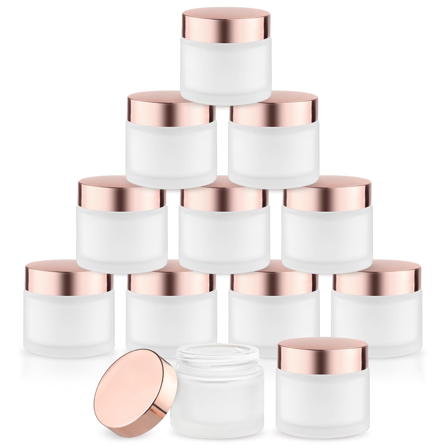 Cositina 12 Pcs 60G/2Oz Glass Cosmetic Jars Refillable Cream Bottle Containers