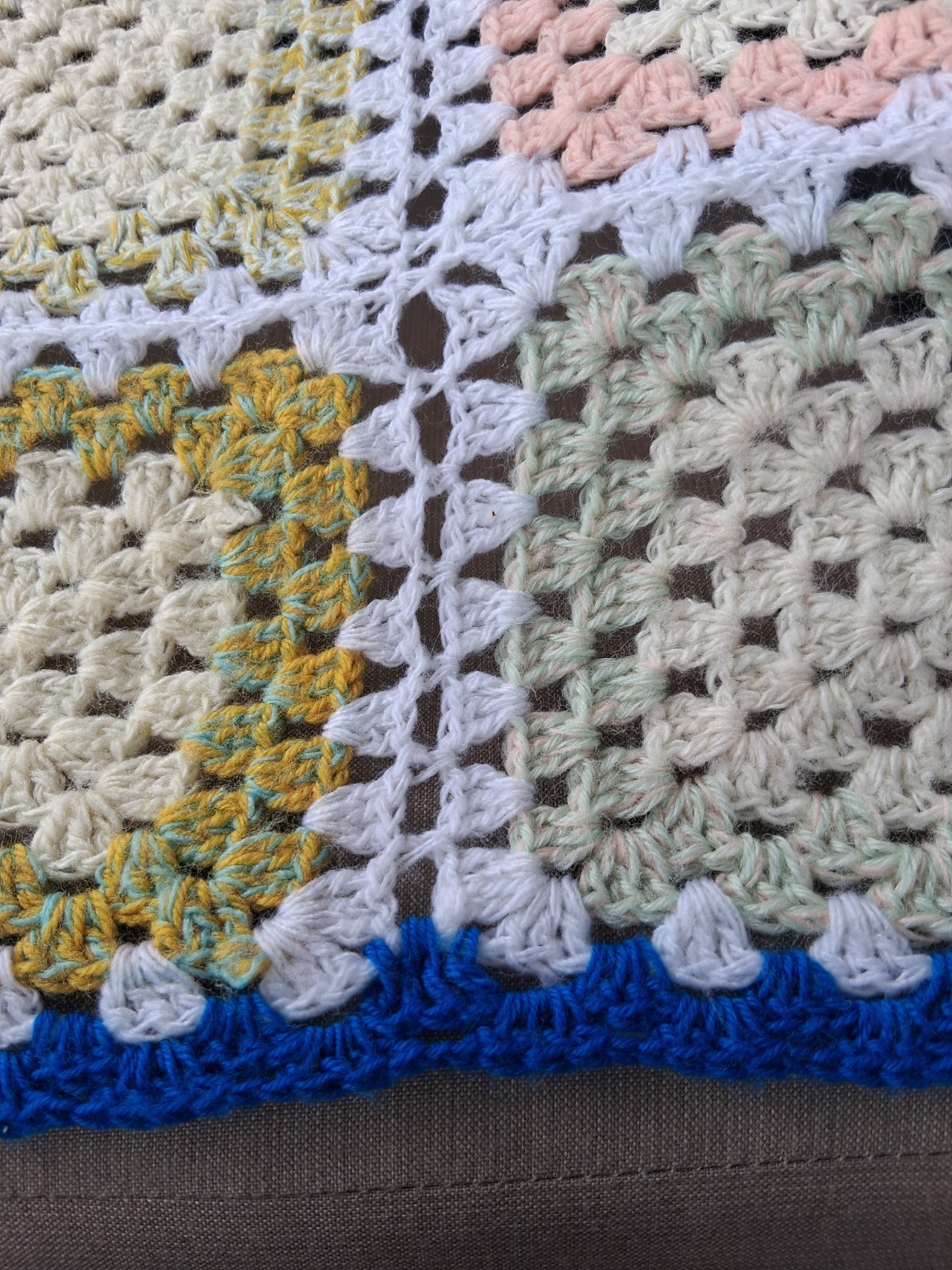 Vintage Granny Square Crochet Afghan;Large 74×90 Light-Medium weight Cottagecore