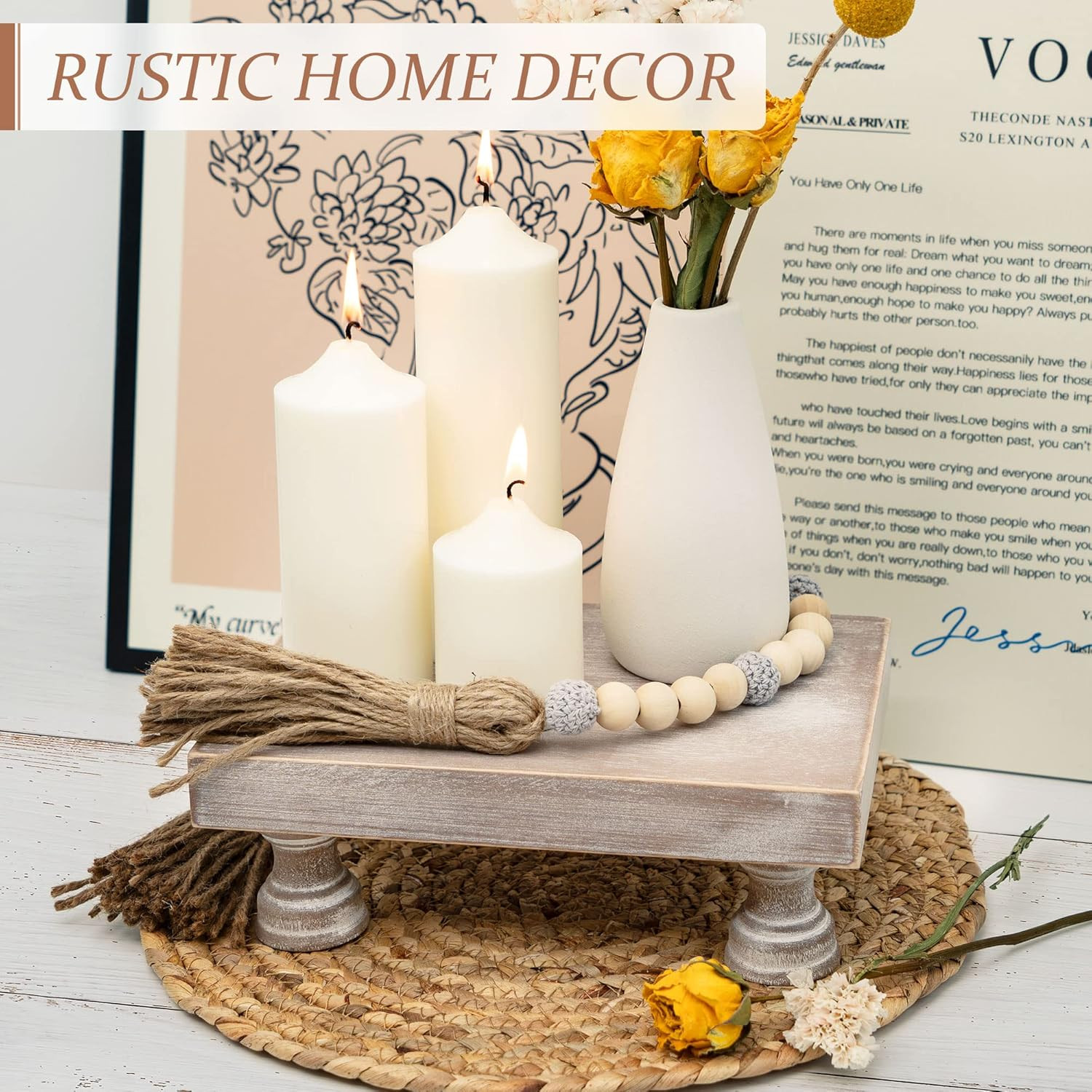 Farmhouse Riser for Room Decor : Decorative Pedestal Stand for Display Your Home