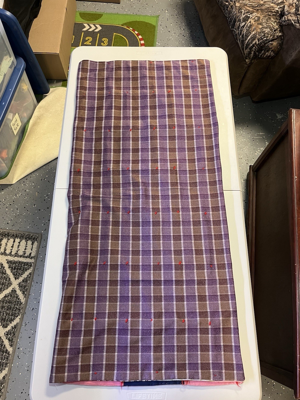 Vintage Patchwork Block Lap Blanket Multi Color Fabric approx 38.5 in x 41.5 in