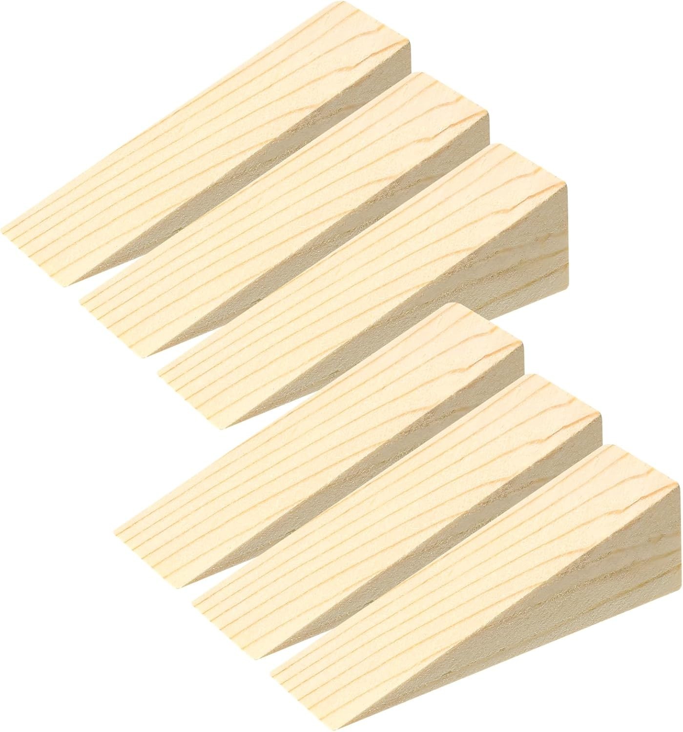 6 Pcs Wooden Door Stopper Wedge Non Slip Firefighter Wood Door Stopper Wedge for