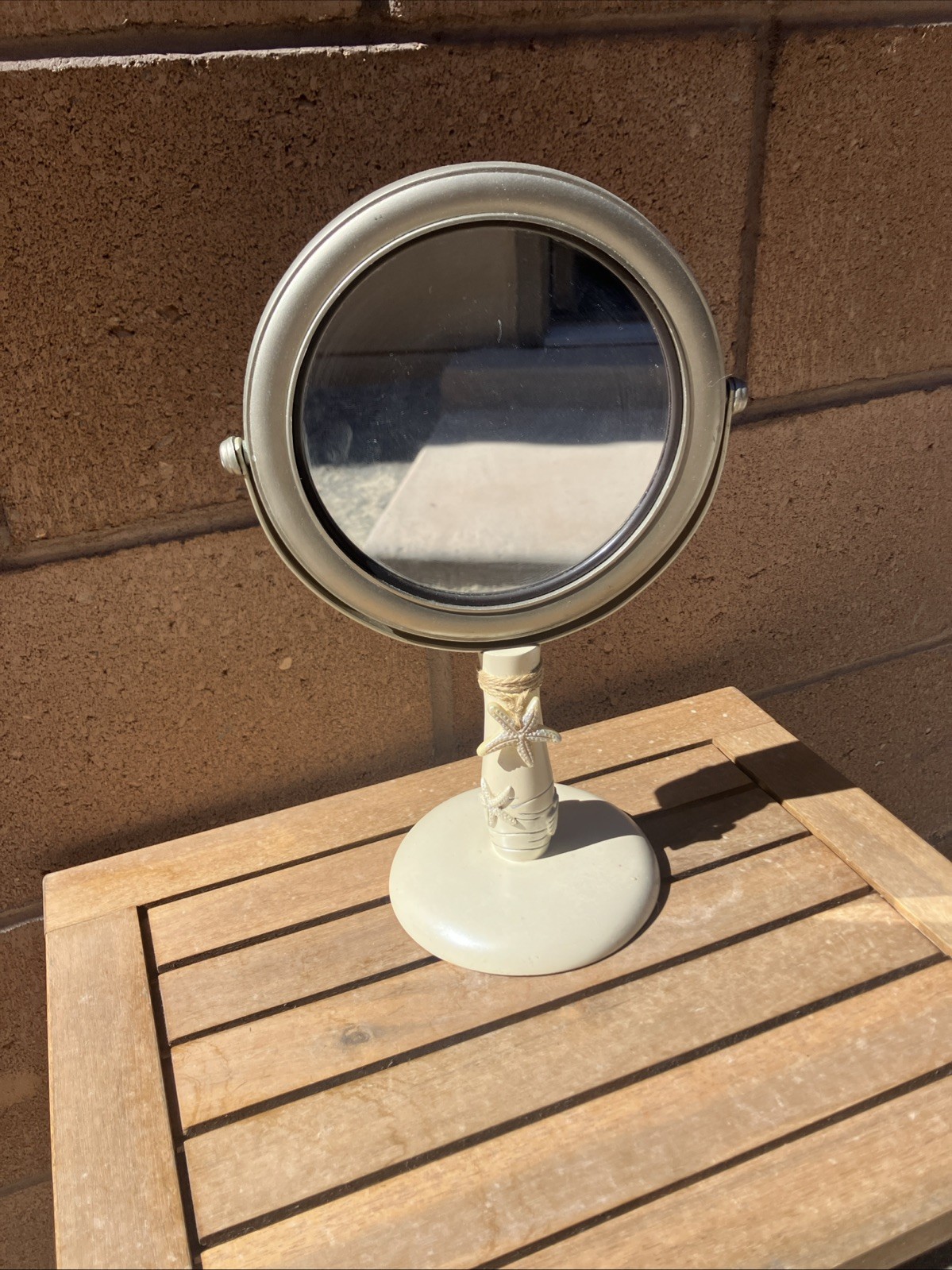Beach Theme Star Fish Tropical Vanity Mirror Table Top 2 Side Magnify