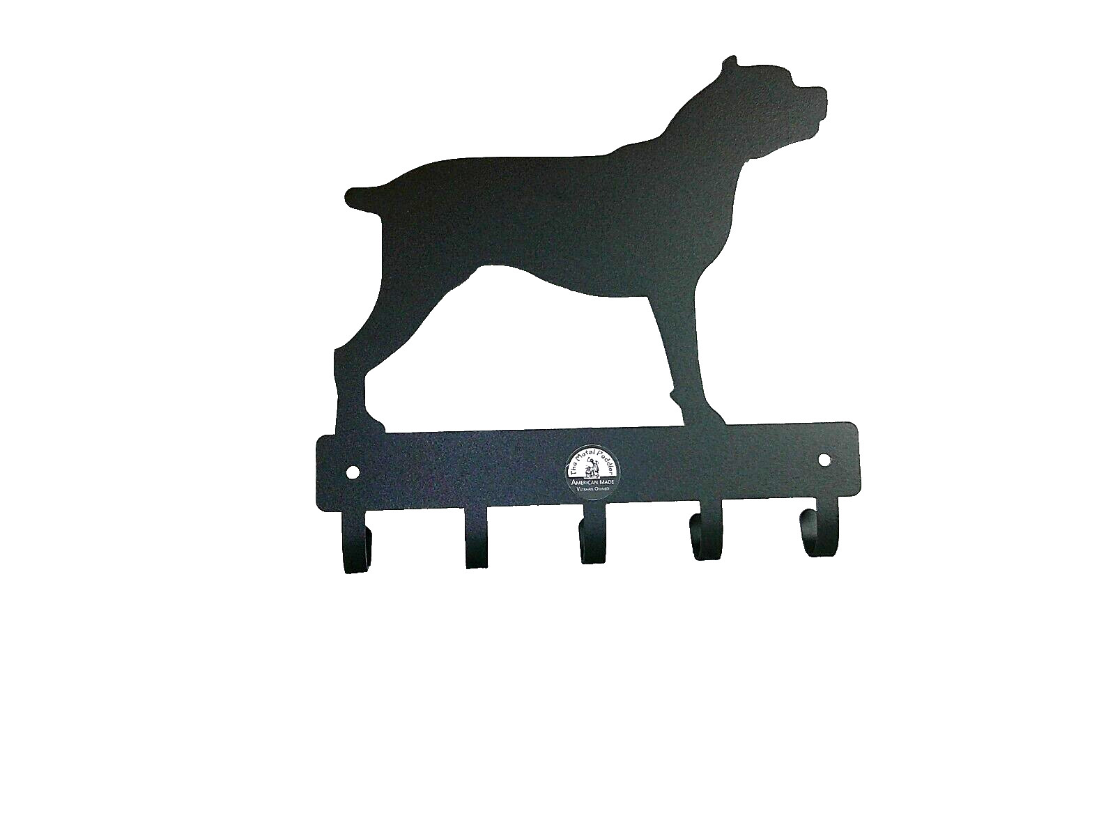 Dog Silhouette Metal Key Leash Rack 9 Inches Wide 5 Hooks
