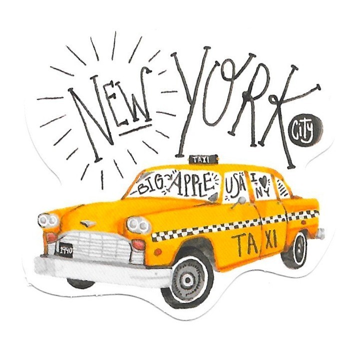 New York Taxi Sticker Die Cut Vintage Cab Decal Scrapbooking Journal Travel