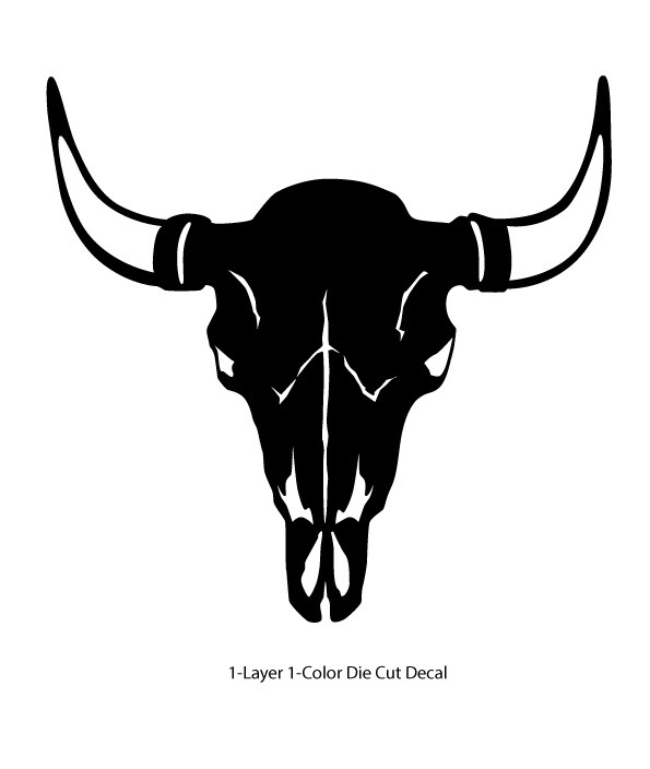 Prairie – Bison Skull Sticker (White&Black) – Die Cut Outdoor Decal 6Yrs Film
