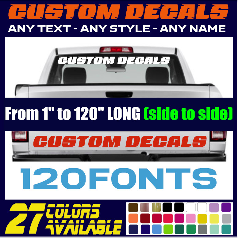Custom Decal Sticker Vinyl Lettering Personalized Text, Window Wall Car Truck (3