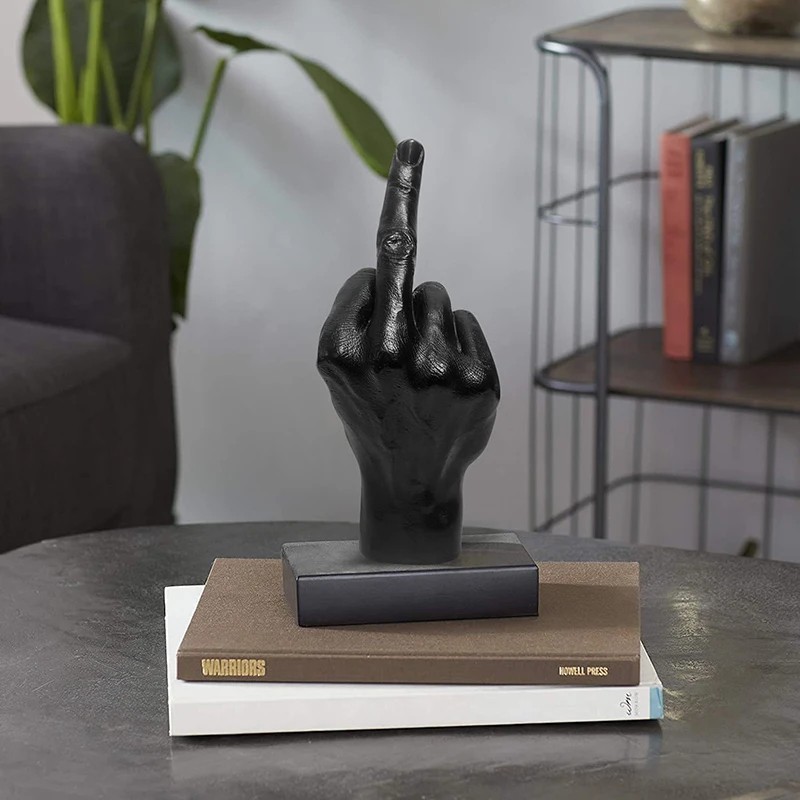 Middle Finger Resin Statue Ornament Desktop Figurine Home Office Decor Sculpture