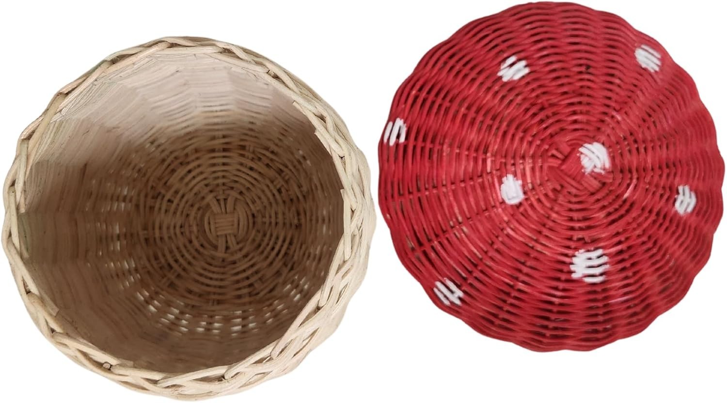 Handmade Rattan Weave MUSHROOM MARIO Forest Enchanted Gift Kids Room Nest Basket