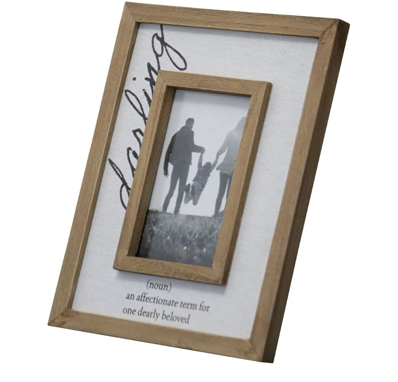 Foreside Home & Garden White Antique Canvas 4×6 Inch Darling Wood Decorative