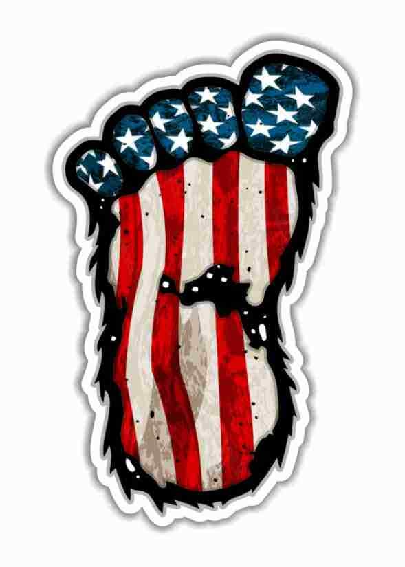Big Foot USA Flag Print Bigfoot Sasquatch Precision Cut Decal