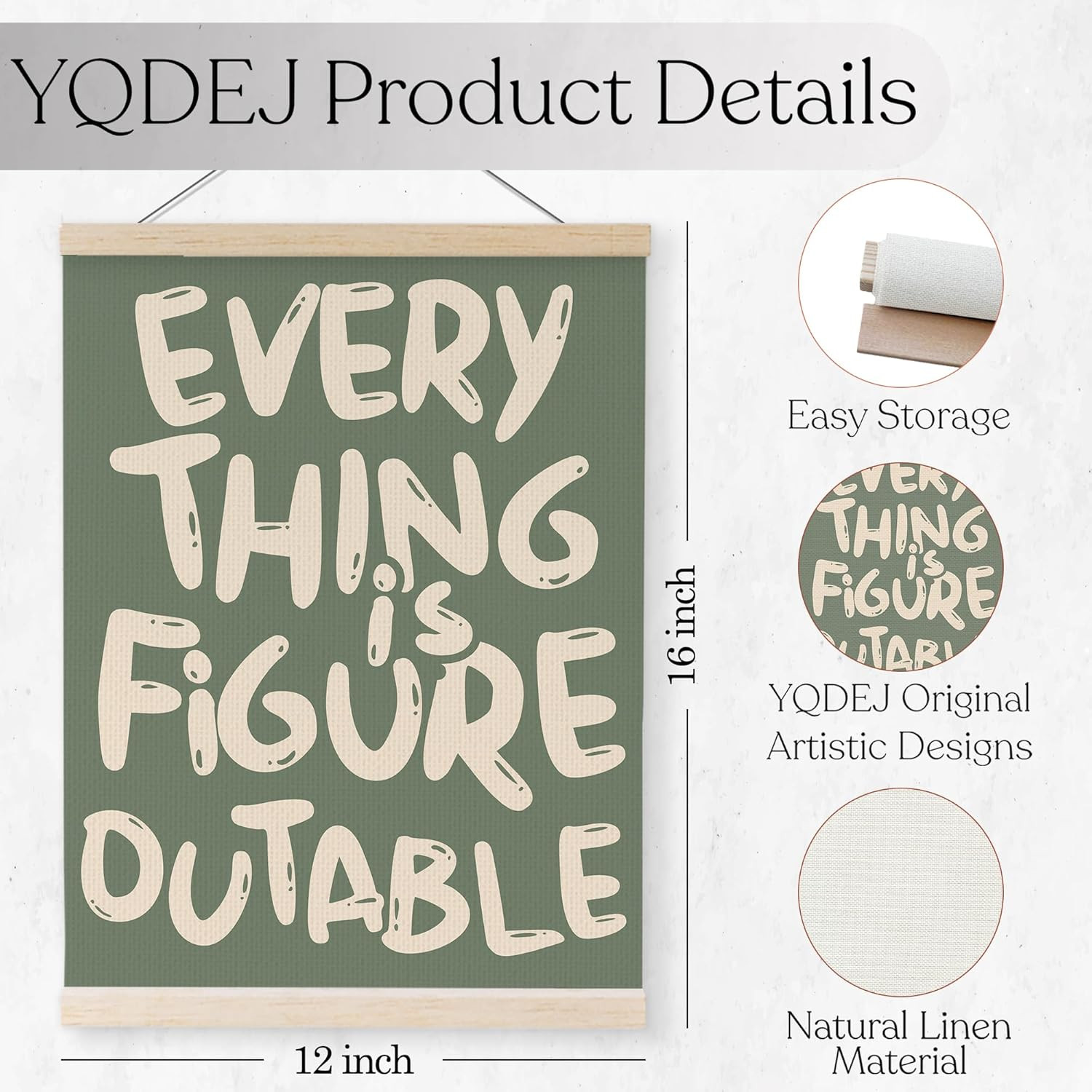 Everything Is Figureoutable Inspirational Wall Art Poster Hanger Frame, Positive