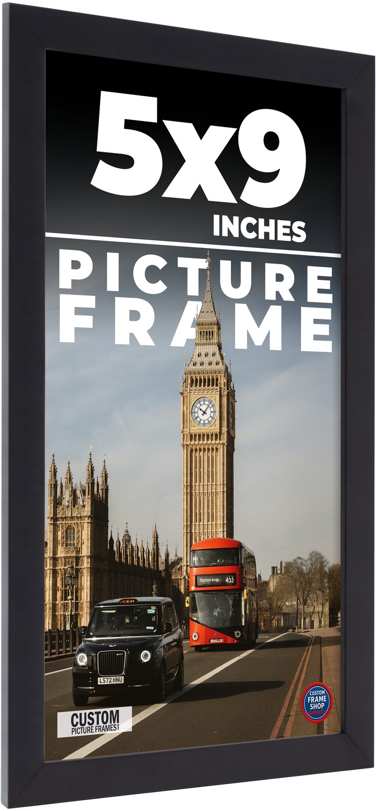 5×9 In Frame Black Real Wood Picture Frame Width 0.75 inches | Interior Frame De