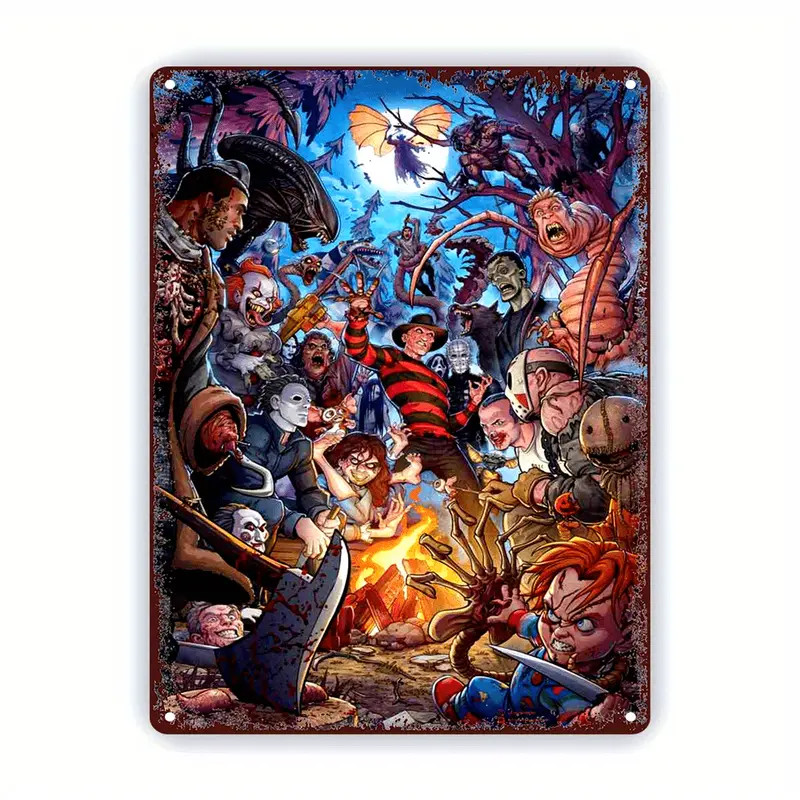 Horror Movies Metal Sign Horror Film Decorative Vintage-Look 8x12in
