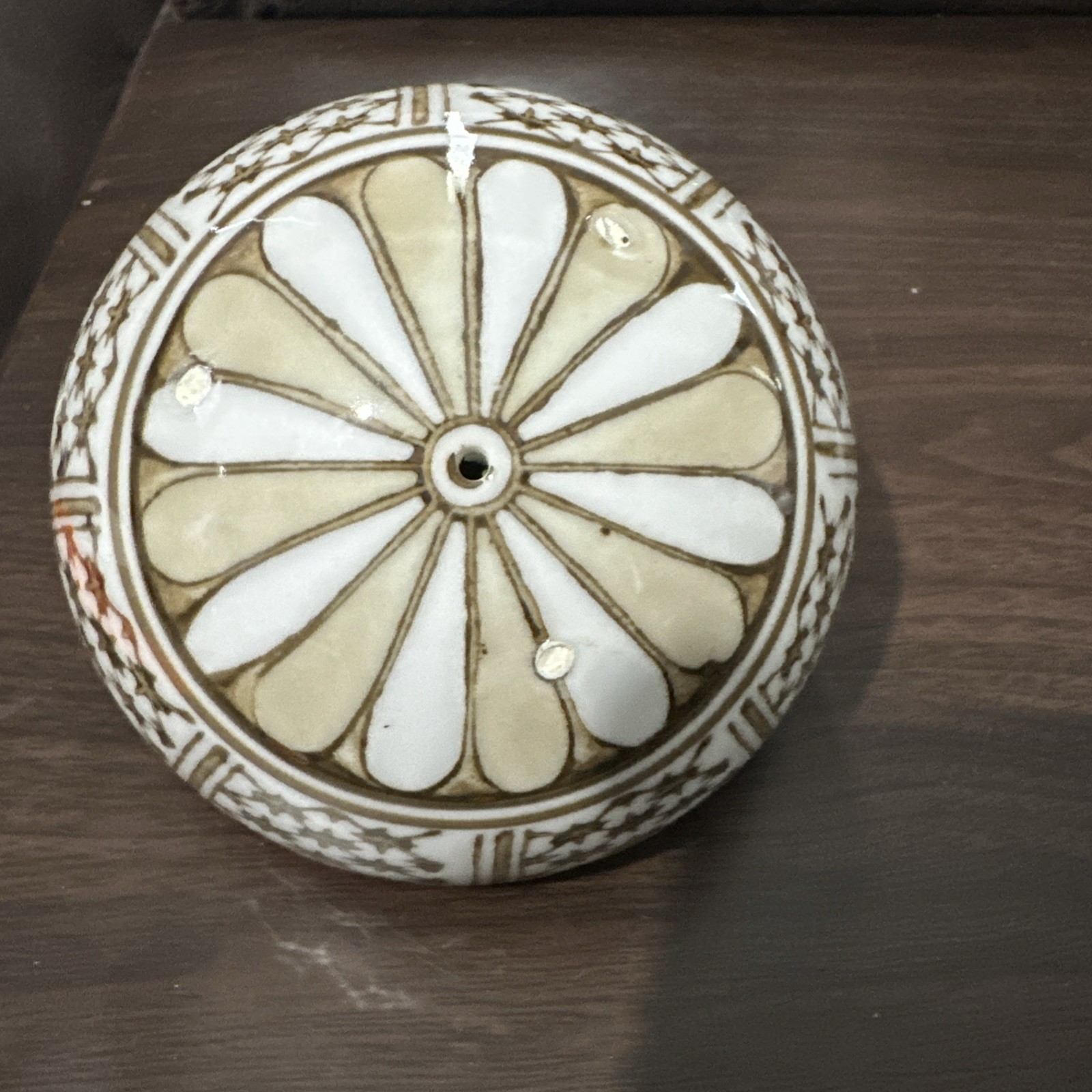 Large Vintage White Porcelain/Ceramic Decorative Carpet Ball: Nicco Babs Art