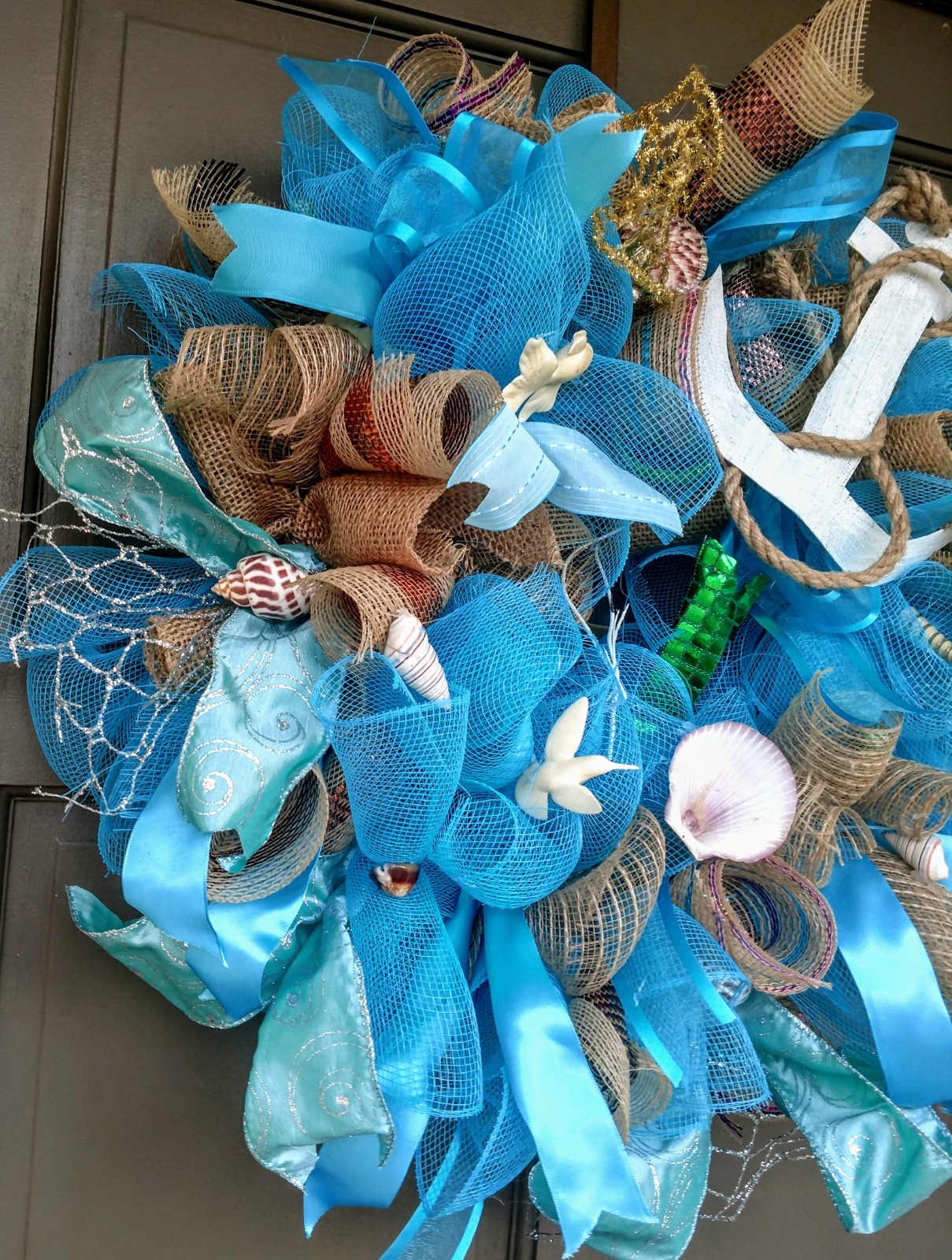 Summer Nautical Beach Wreath Large 24″ Handmade Front Door Shell Coastal Decor