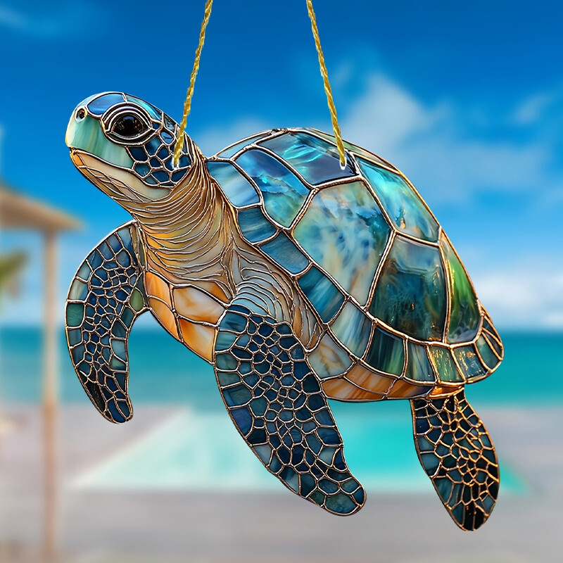 1 PC Colorful Turtle Window Hanging Acrylic Suncatcher Outdoor Patio Decorations