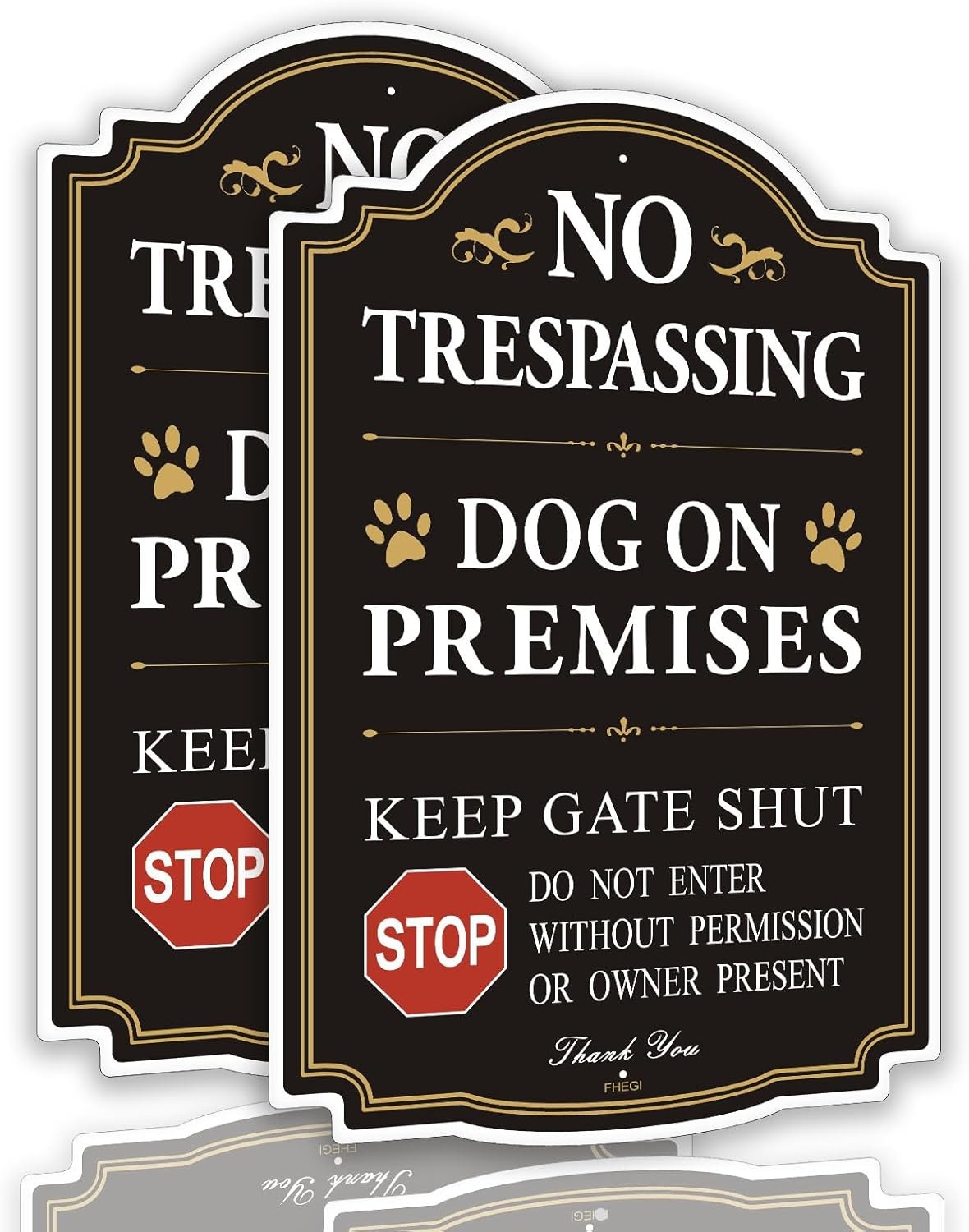 2-Pack 12 x 8 inch No Trespassing Dog On 12 x 8 x 0.04 inches, 2 Pack Black
