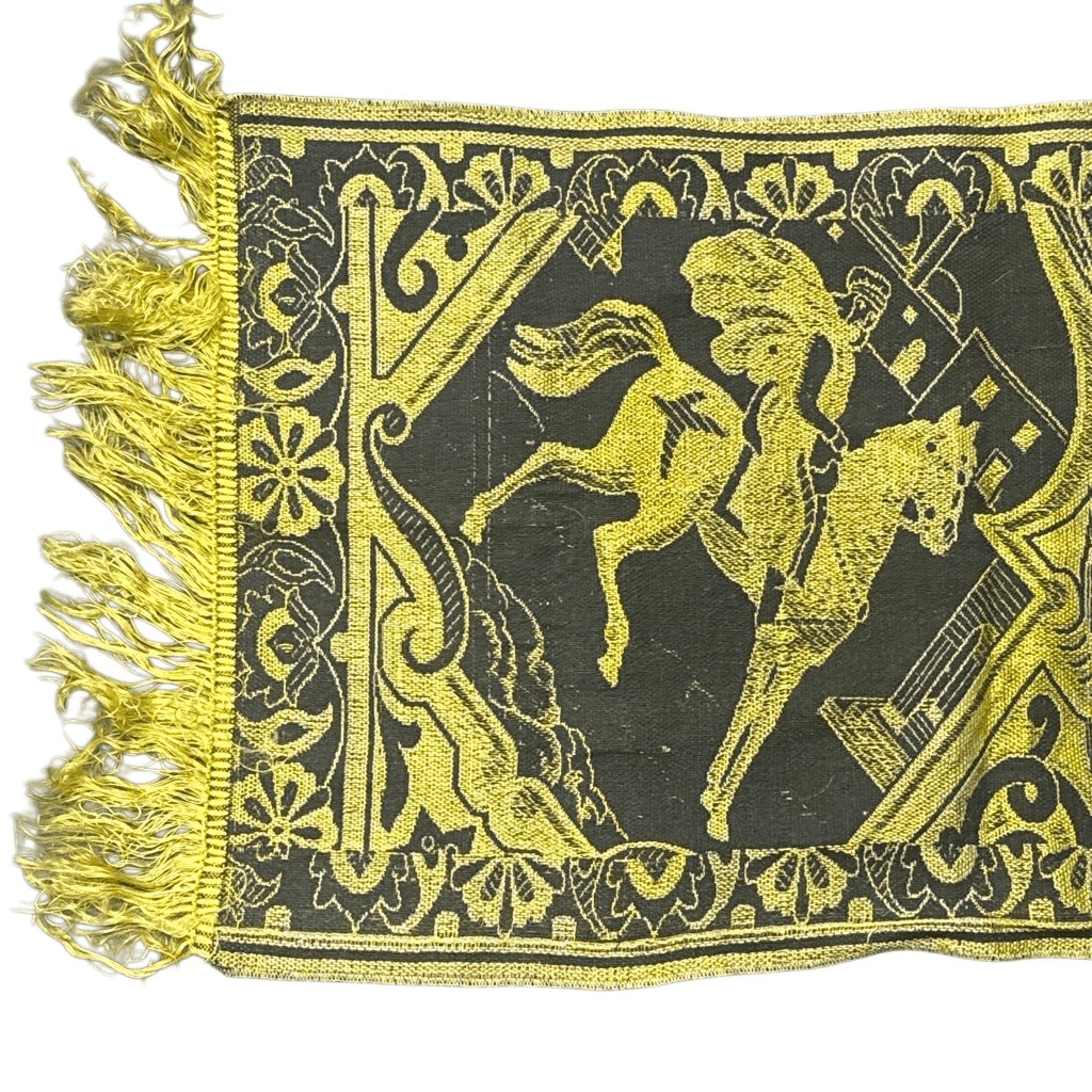 Fringe Gold Black Byzantine Egyptian Handcrafted Hanging Wall Tapestry 15.5″x58″
