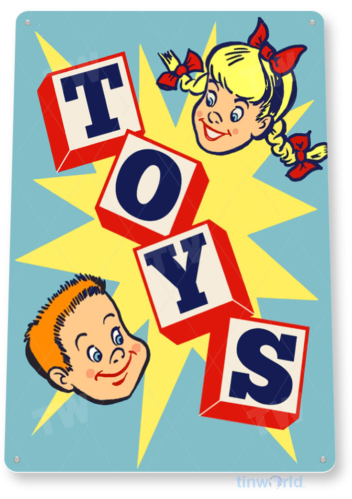 TIN SIGN Toy Box Play House Play Room Children’s Toys Sign A180