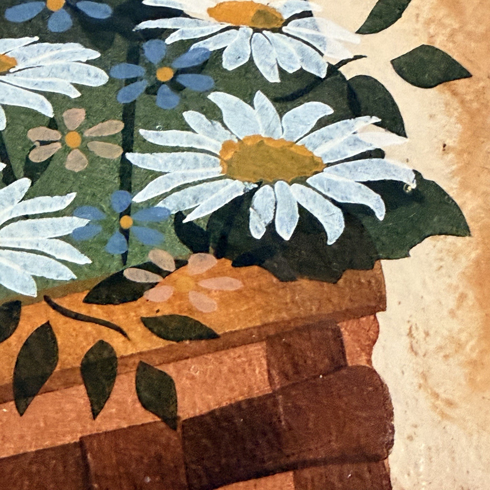 Vtg Slate Hand Painted Welcome Sign Floral Basket Wall Decor Signed 12×8 Daisies