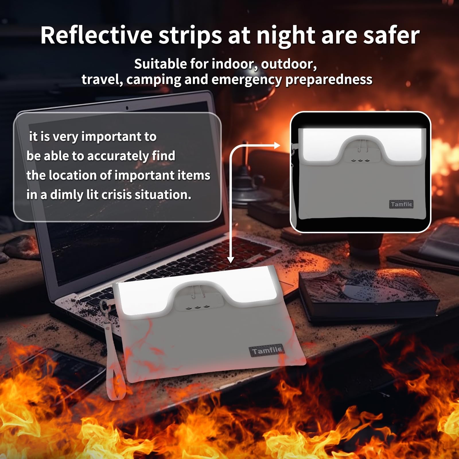 5200°F Fireproof Money Bag with Lock, Water Fireproof Document Bag with Zip