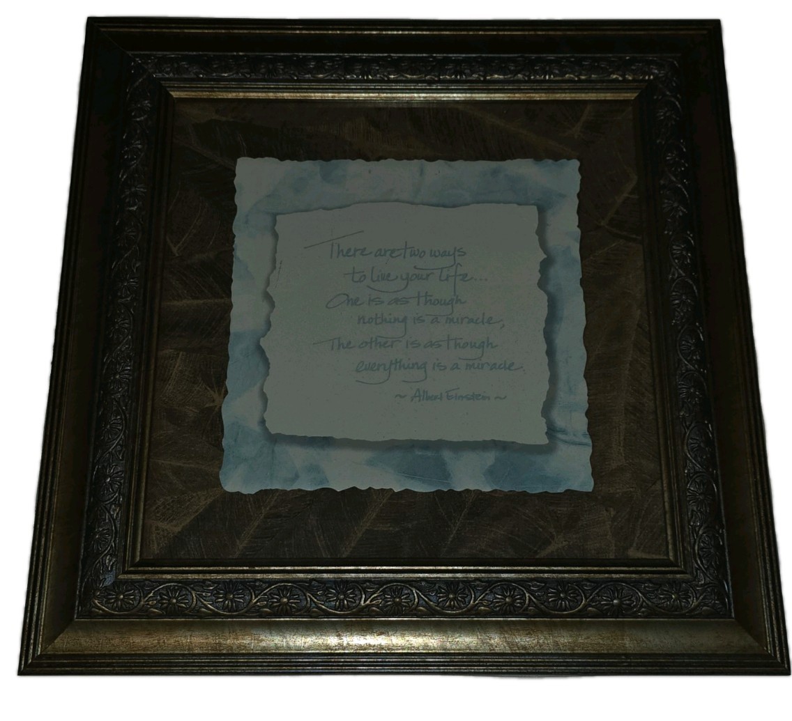 Framed Albert Einstein Inspirational Quote Plaque, Wood, Square, Antique Finish