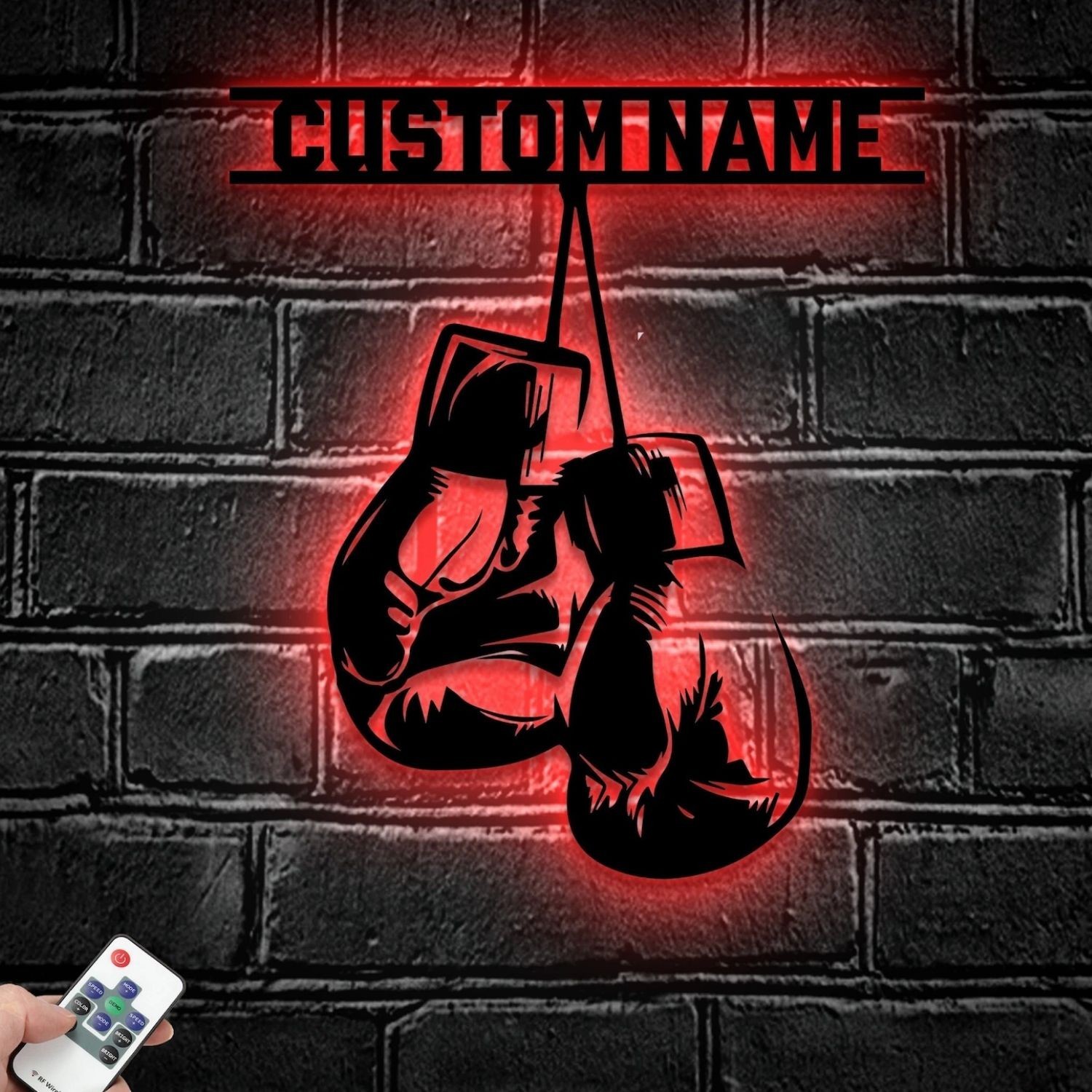 Personalized Boxing Gloves Metal Sign with LED, Custom King Boxer Name Decor