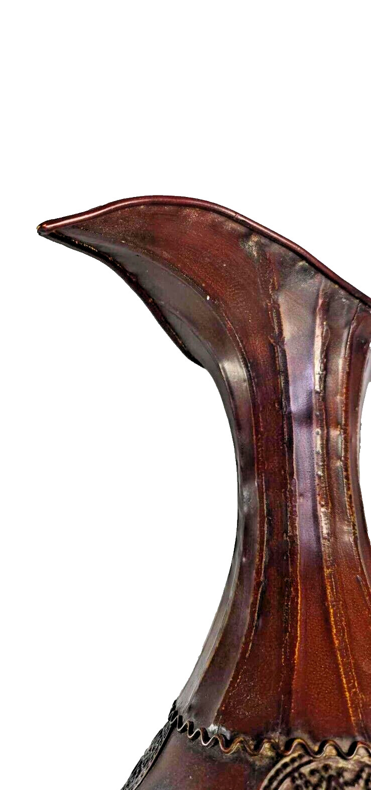 Metal Vase 15 Inches Tall – Middle Eastern – Pitcher Style – Heavy Metal Base