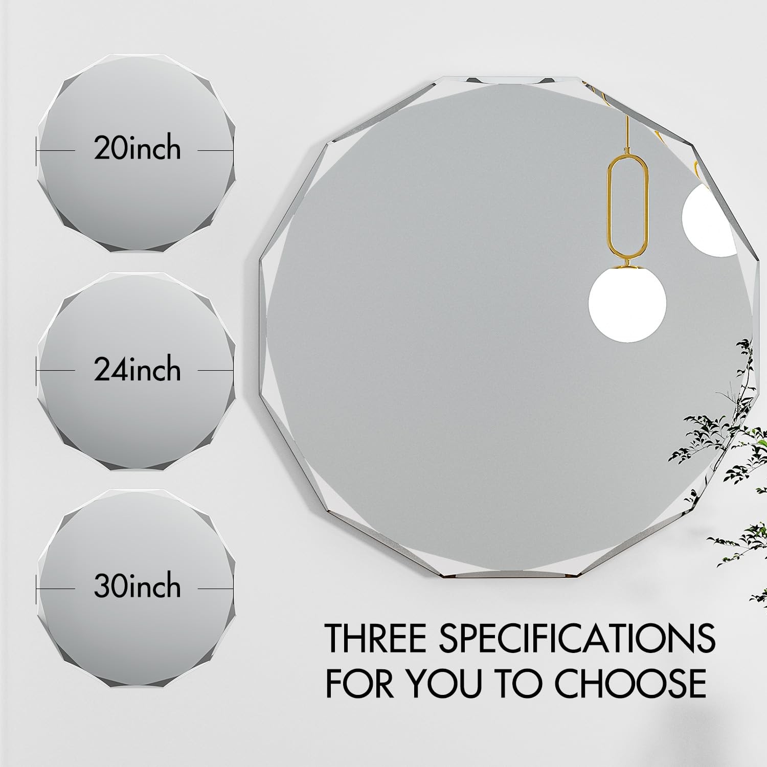 Single Beveled Edge Circle Mirror Frameless Wall Mount Round Bathroom Vanity …