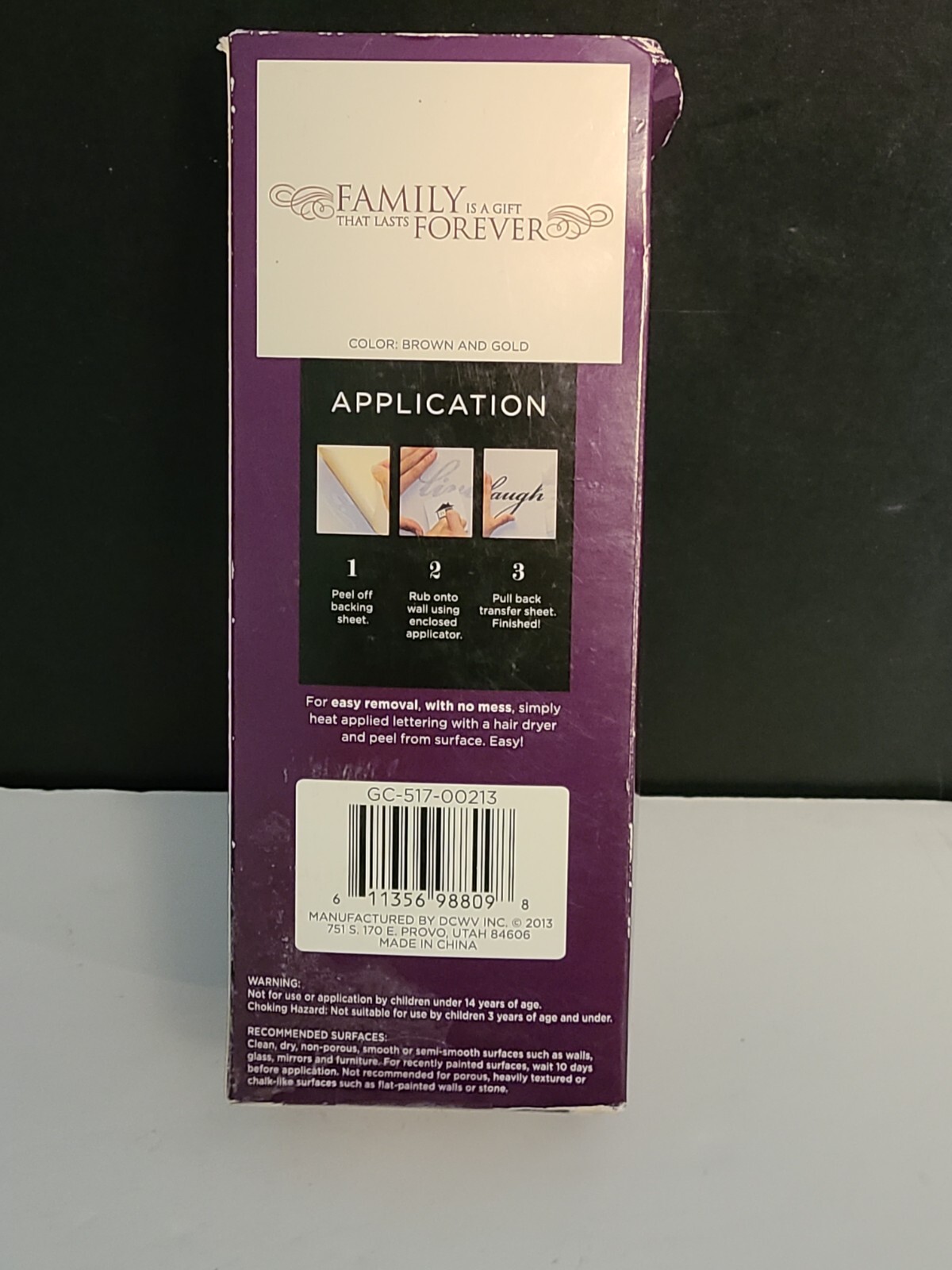 Self Adhesive Wall Lettering Kit Brown Gold