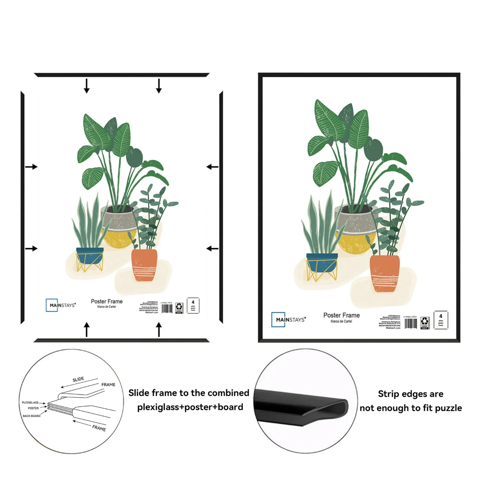 Mainstays – 24×36 Picture Frame – Black Flat Profile Wall Photo Frame