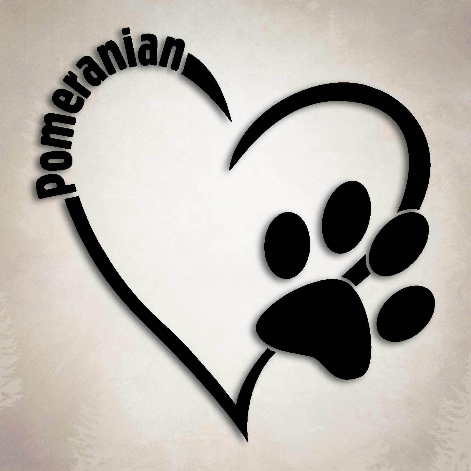 Pomeranian Dog Love Decal Paw Heart Sticker Car Laptop Poland Animal Rescue