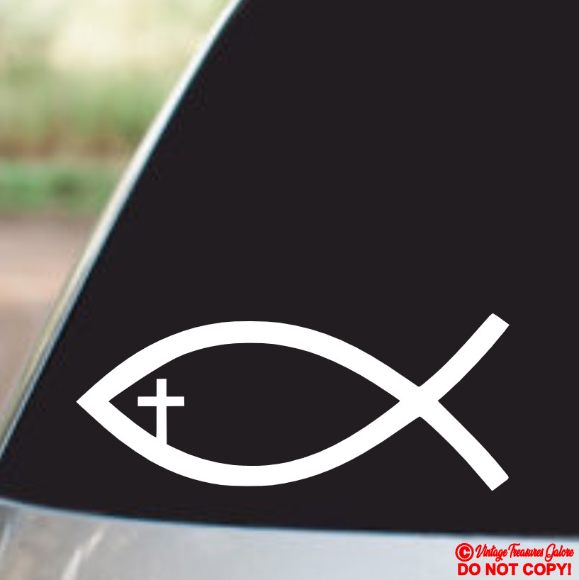 JESUS FISH Vinyl Decal Sticker Car Window Wall Bumper CHRISTIAN FAITH SYMBOL JDM