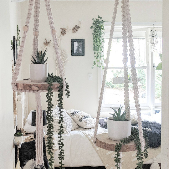 Macrame Plant Hanger Shelf – Handmade | Macrame Hanging Shelf