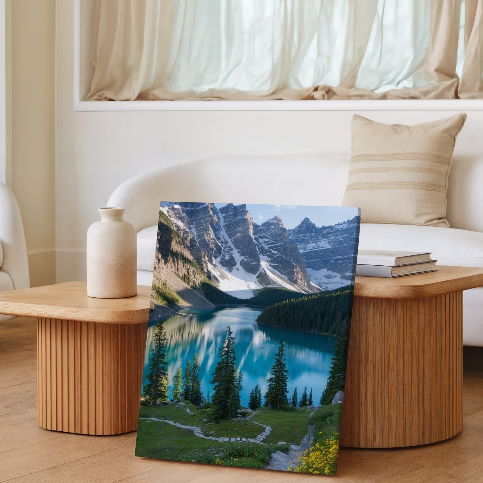 Mountain Lake Scenic Canvas Wall Art Nature Landscape Forest River Print Home
