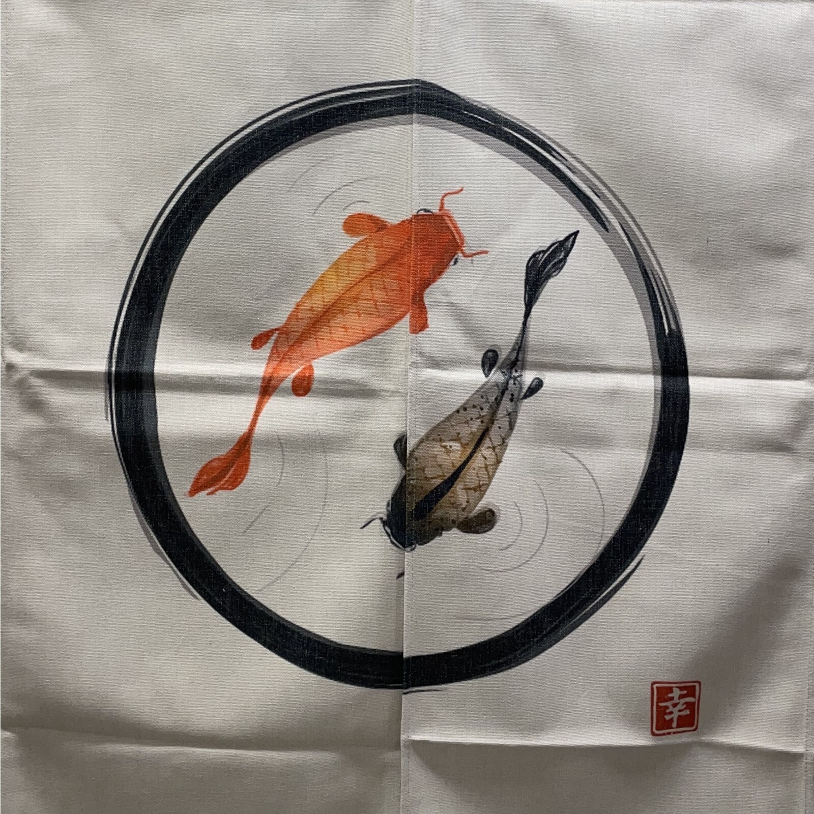 Privacy Drape Japanese Style Doorway Canvas Noren Curtain Home Decor Koi Fish