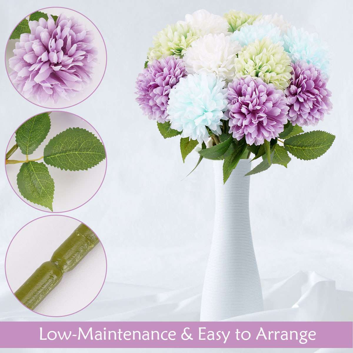 1/4pcs Artificial Chrysanthemums Ball Fake Flowers Plant Home Garden Decor