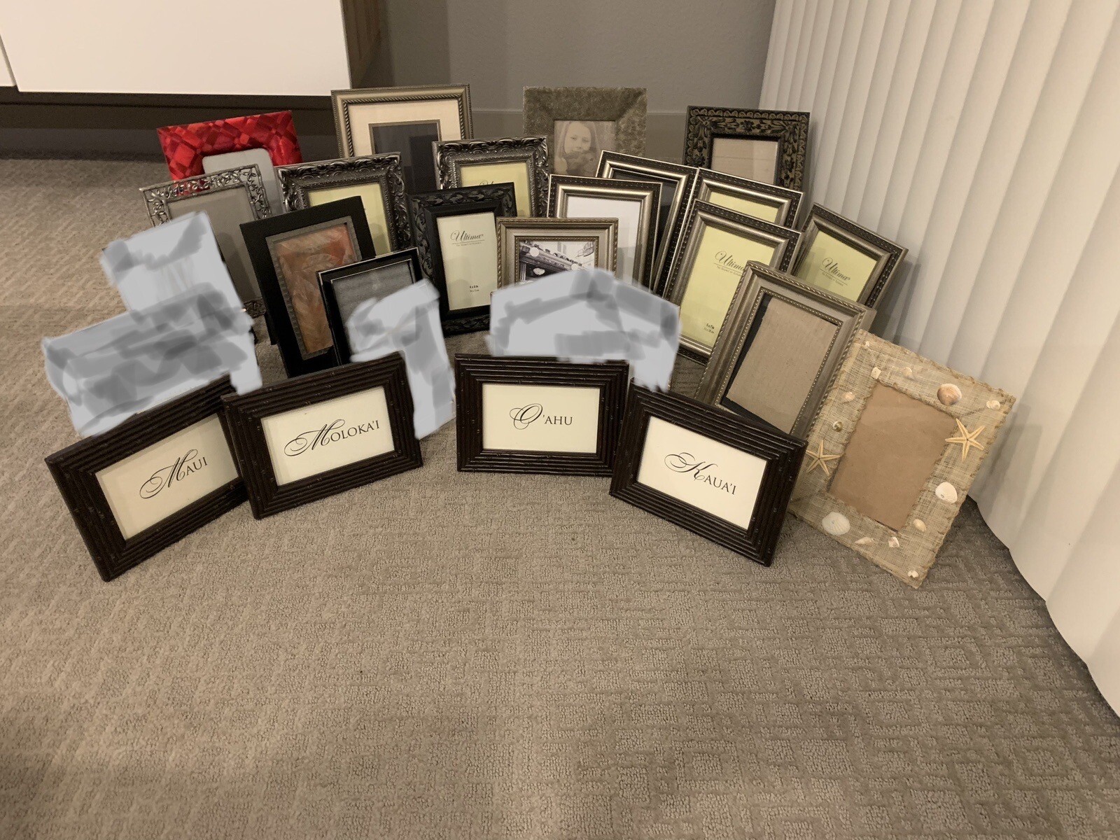 BUNDLE OF 22 ASSORTED SIZES PICTURE FRAMES BRANDED & UNBRANDED, METAL, WOOD,MORE