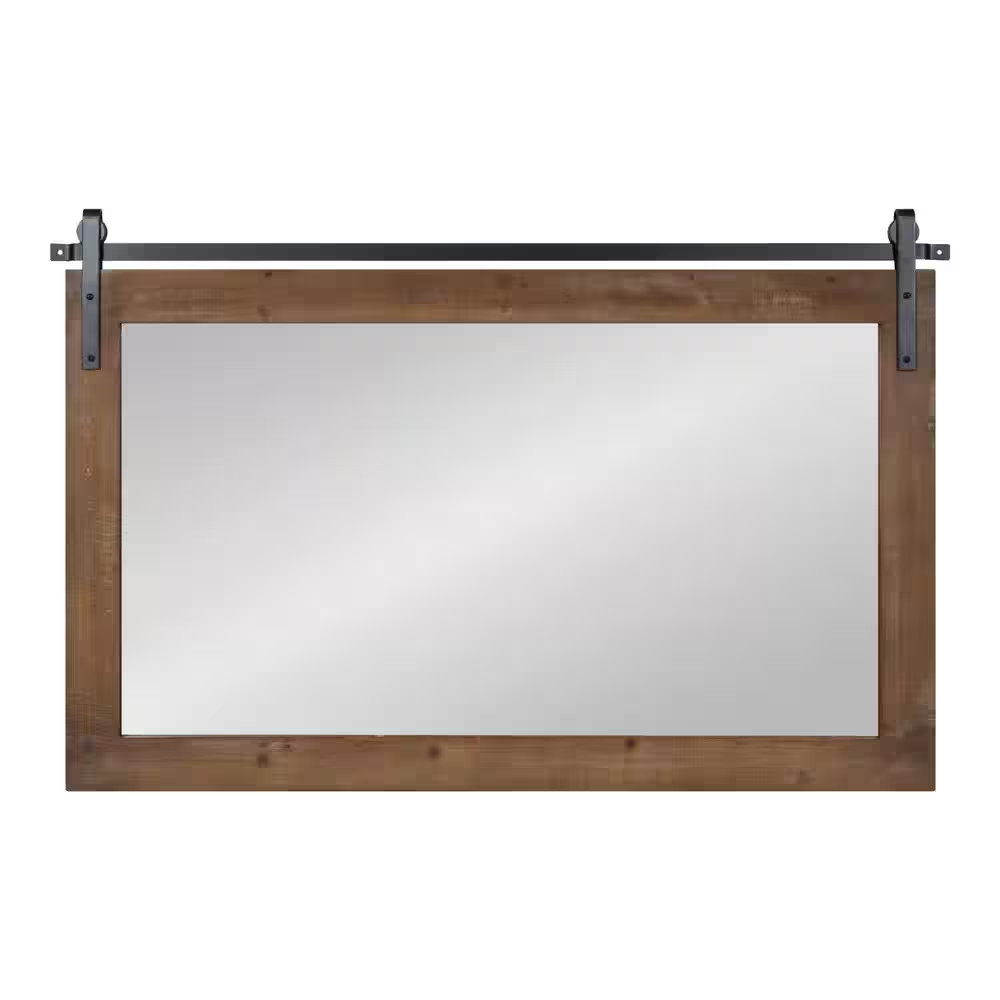 Cates 24 In. X 40 In. Classic Rectangle Framed Rustic Brown Wall Accent Mirror