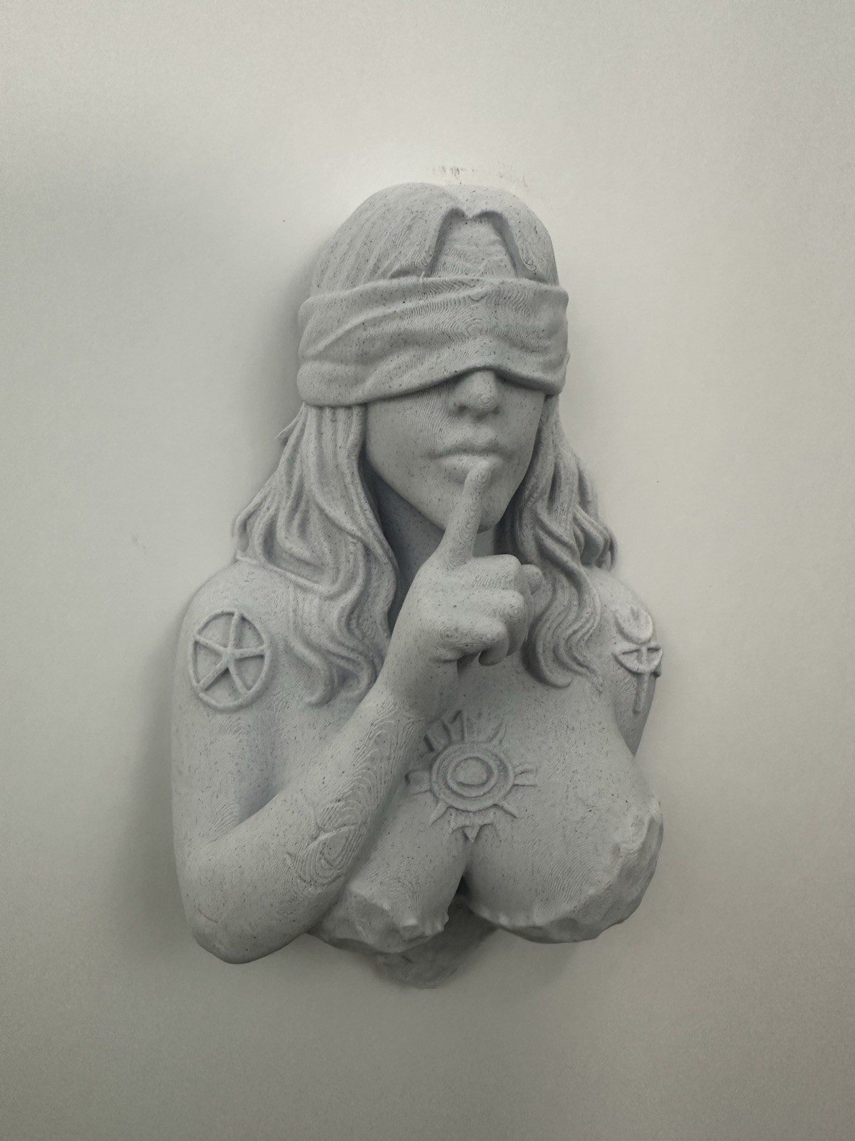 Mystical Blindfolded Oracle Wall Sculpture Gothic Occult Decor Woman Wall Art 9”